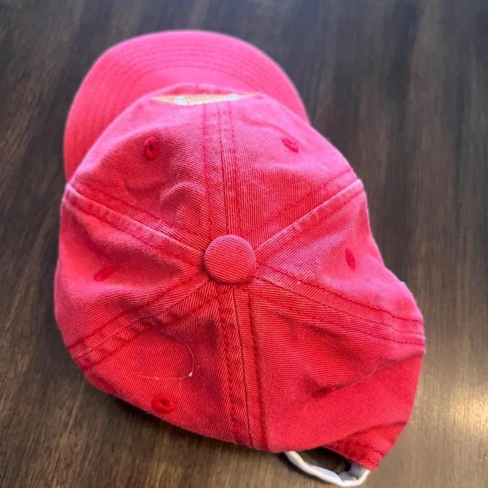 Harding Lane Kids Needlepoint Football Baseball Hat Red Pink Adjustable Cap